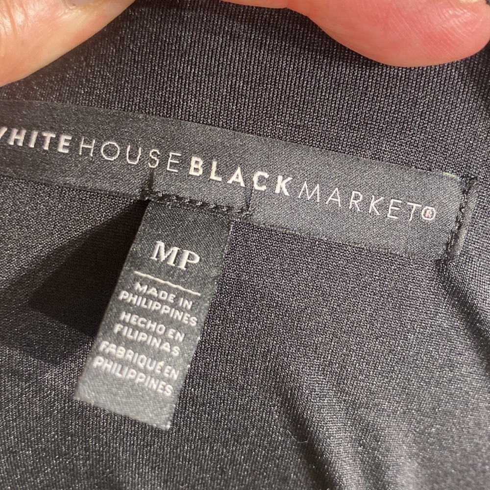 White House Black Market Black Print Blouse - Picture 5 of 6